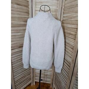 Calvin Klein Oversized Ribbed Turtleneck Sweater Cream White Women’s M